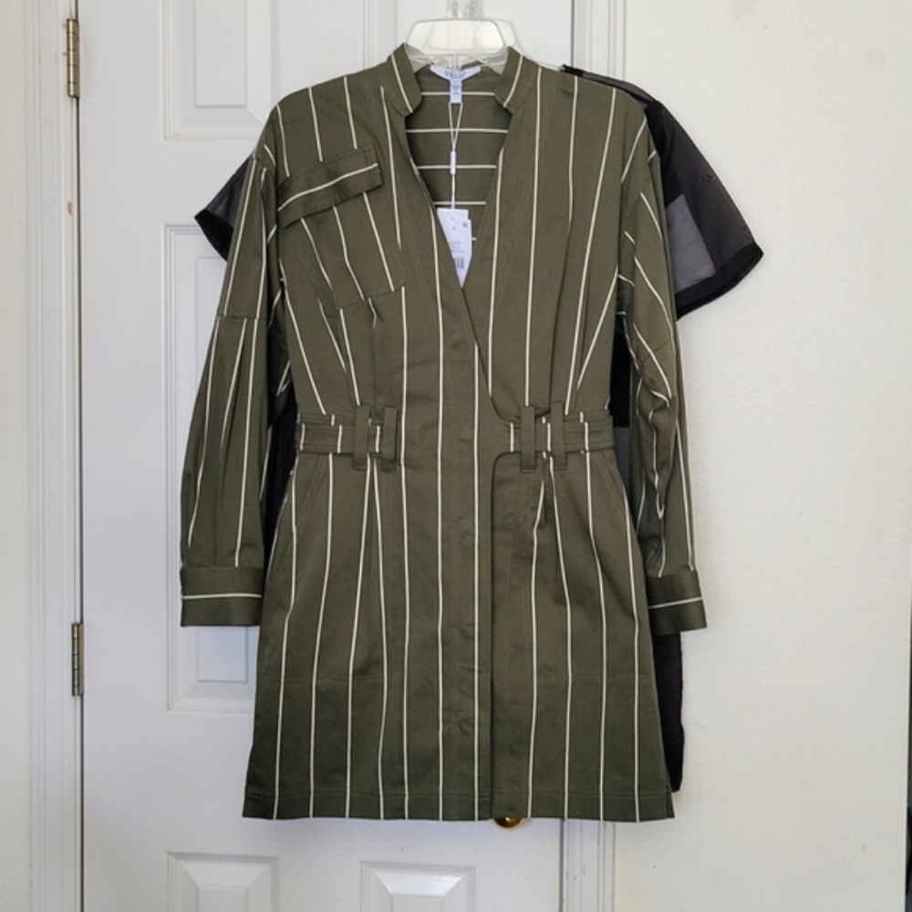 NWT Derek Lam 10 Crosby Loden Military Green Olive Utility Dress - Picture 1 of 12